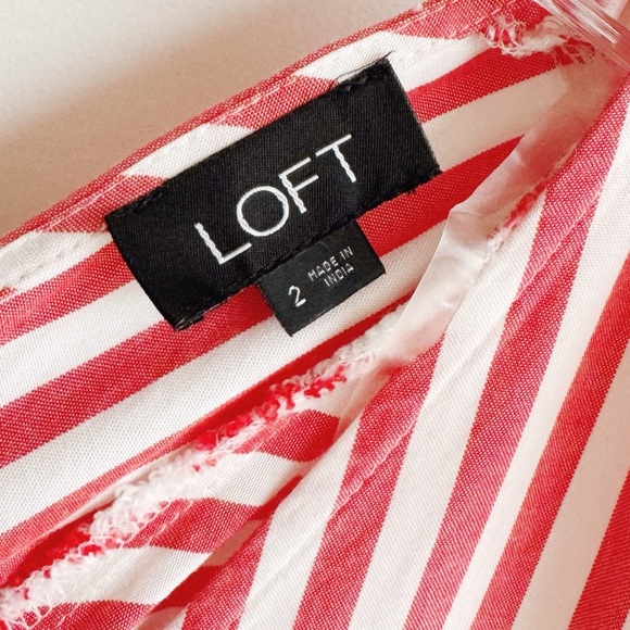 LOFT Red and White Striped Ruffle Sleeve Romper Size 2 - Picture 8 of 8